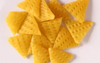 Snack pellets made by 3d fryums making machine